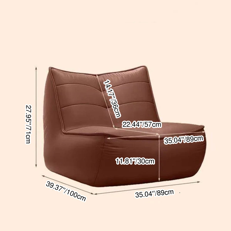 Modern Minimalist Rectangular Cat-Claw Leather Accent Chair Backrest Armless For Living Room