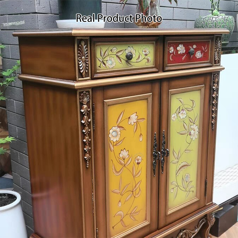 Traditional Vintage Rectangular Solid Wood Medium Density Fiberboard Shoe Storage 2-Cabinet For Entryways