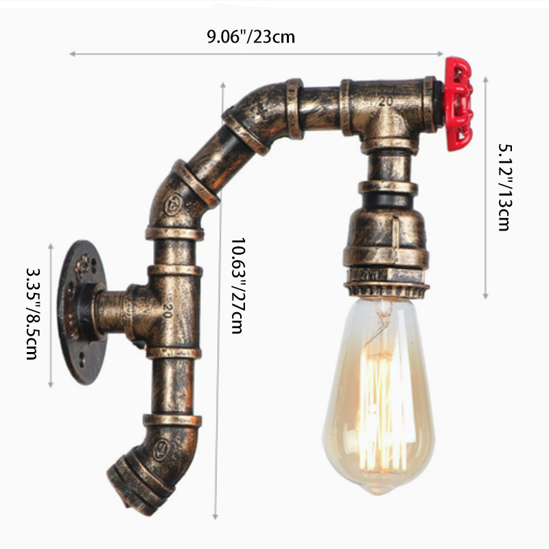Zeitgenössische industrielle Eisen kreative Wasserhahn Retro 1-Licht Wandleuchte 