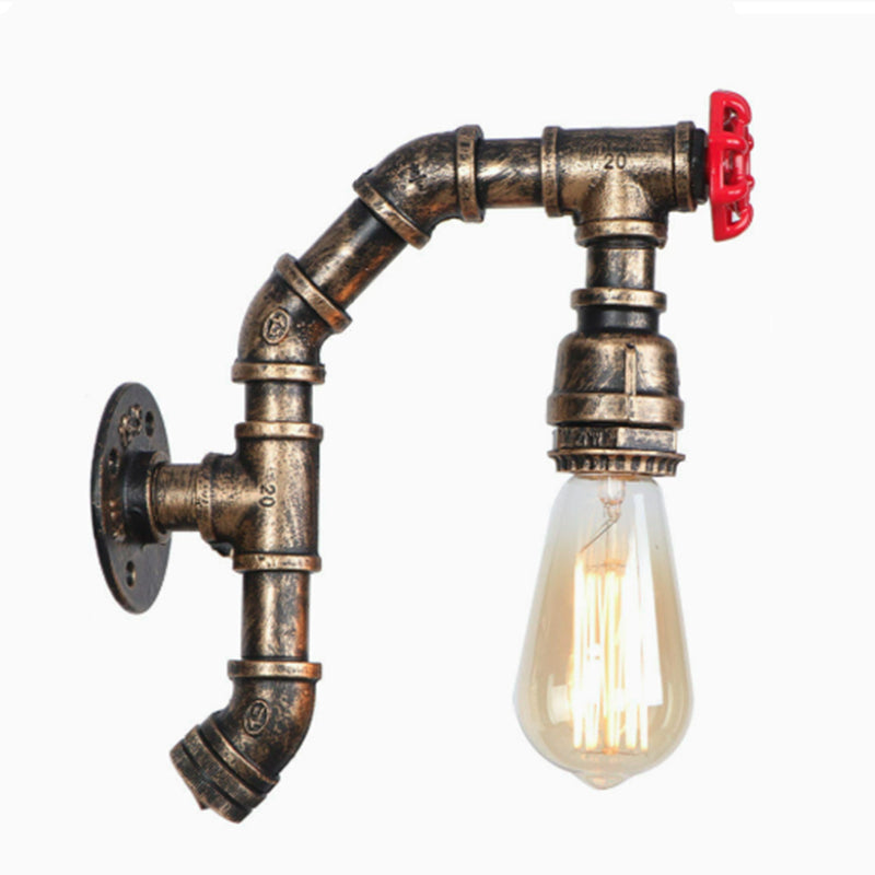 Zeitgenössische industrielle Eisen kreative Wasserhahn Retro 1-Licht Wandleuchte 