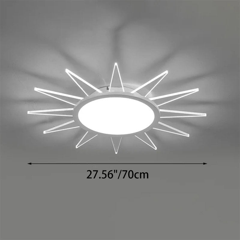 Modern Minimalist Sun Round Aluminum Acrylic LED Flush Mount Ceiling Light For Bedroom