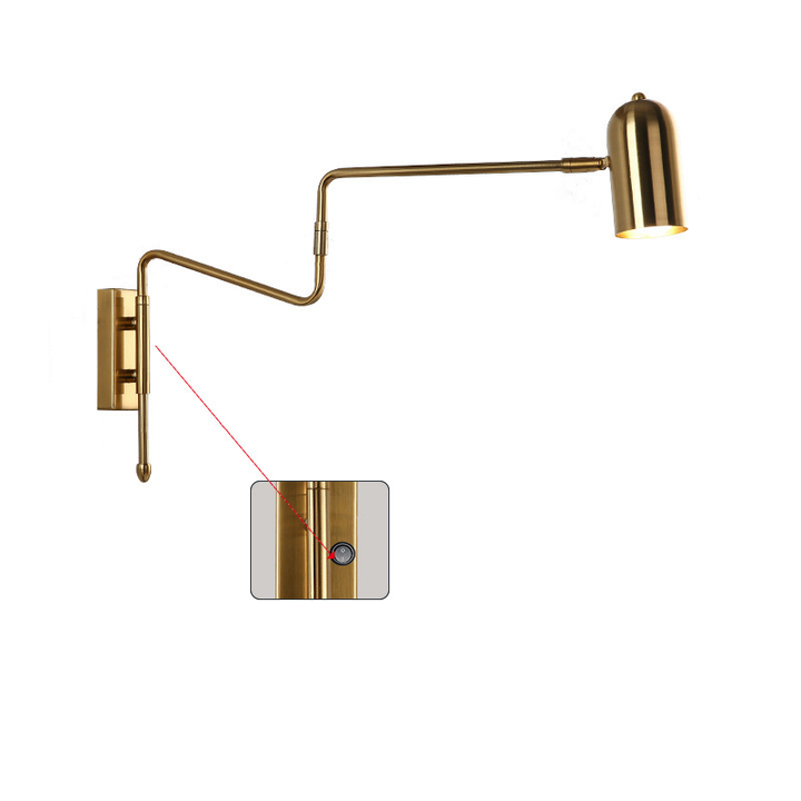 Applique murale à bras oscillant long et cylindre en fer de style nordique contemporain pour chambre à coucher 