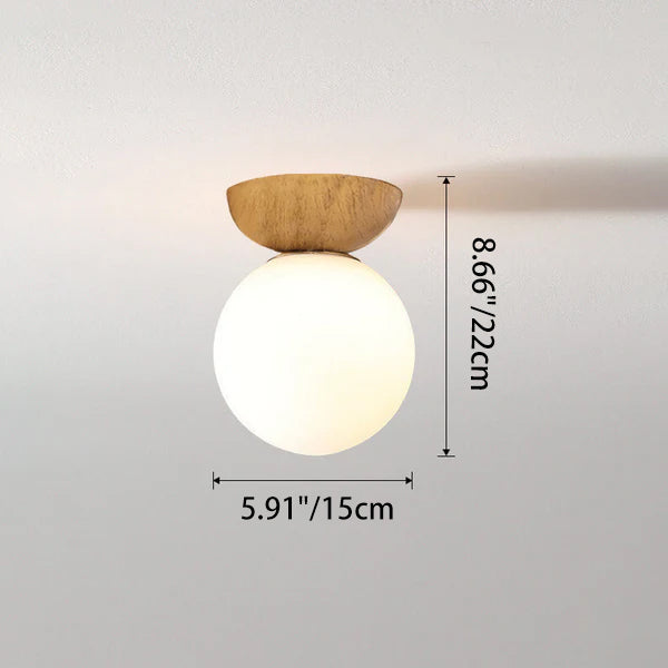 Modern Minimalist Glass Iron Orb 1-Light Semi-Flush Mount Light/Pendant Light for Living Room