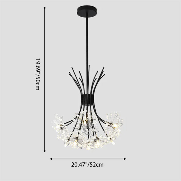 Contemporary Luxury Dandelion Crystal Firework Iron Frame 13/19-Light Chandelier For Living Room