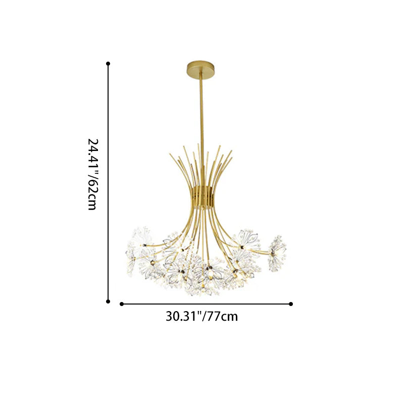 Contemporary Luxury Dandelion Crystal Firework Iron Frame 13/19-Light Chandelier For Living Room
