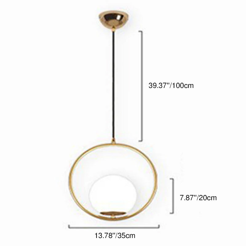 Suspension contemporaine nordique en verre et fer rond à 1 lumière pour salon 