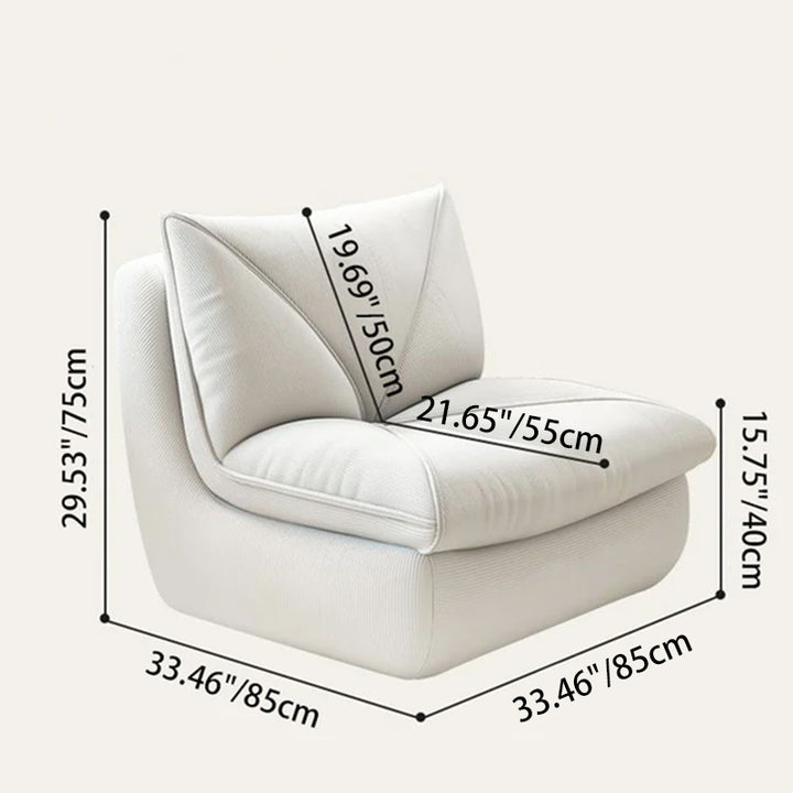 Modern Minimalist Square Rectangular Corduroy Rebound Sponge Compressible Lazy Sofa Backrest Armless For Living Room
