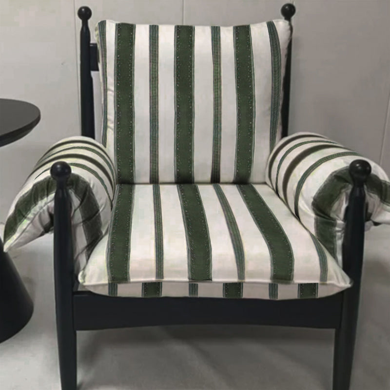 Traditional French Rectangular Fabric Iron Accent Chair Armrest Backrest For Living Room