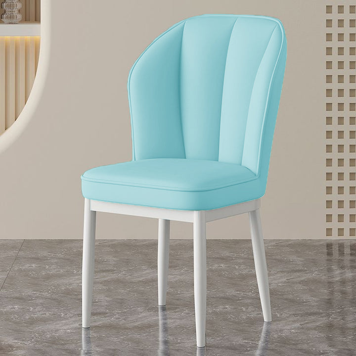 Moderner minimalistischer quadratischer Metallstuhl aus Kunst-Nappaleder mit Rückenlehne ohne Armlehnen für Esszimmer &amp; Küche 