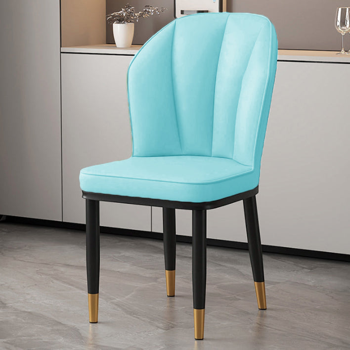 Moderner minimalistischer quadratischer Metallstuhl aus Kunst-Nappaleder mit Rückenlehne ohne Armlehnen für Esszimmer &amp; Küche 