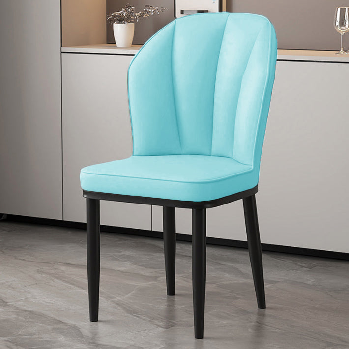 Moderner minimalistischer quadratischer Metallstuhl aus Kunst-Nappaleder mit Rückenlehne ohne Armlehnen für Esszimmer &amp; Küche 