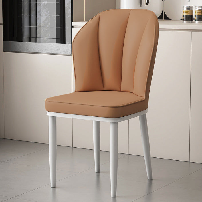 Moderner minimalistischer quadratischer Metallstuhl aus Kunst-Nappaleder mit Rückenlehne ohne Armlehnen für Esszimmer &amp; Küche 