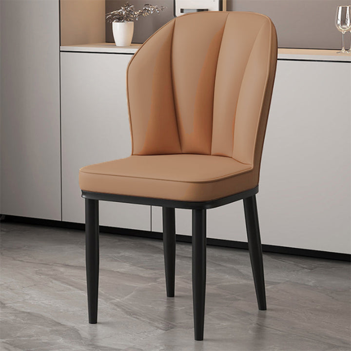 Moderner minimalistischer quadratischer Metallstuhl aus Kunst-Nappaleder mit Rückenlehne ohne Armlehnen für Esszimmer &amp; Küche 