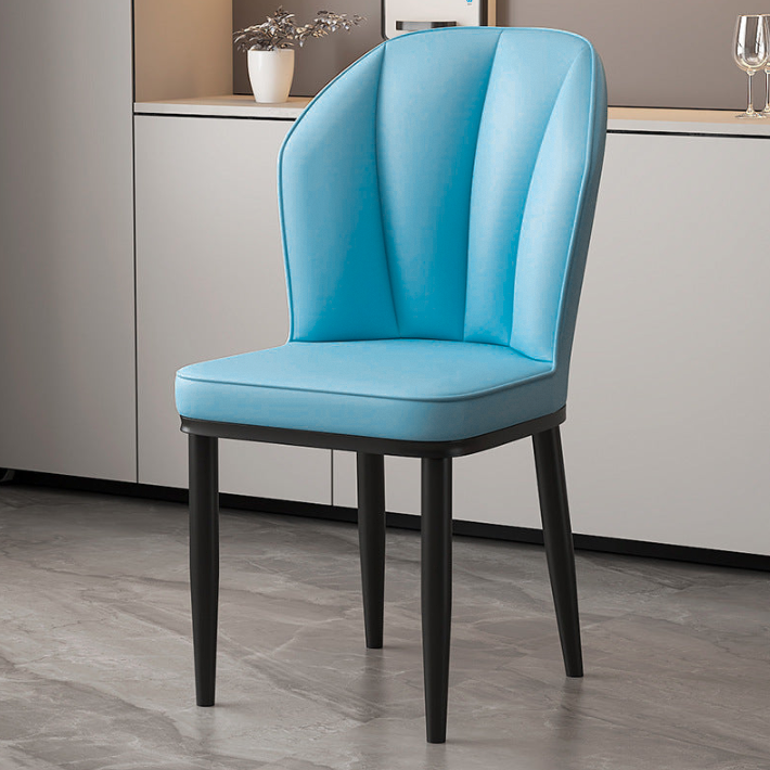 Moderner minimalistischer quadratischer Metallstuhl aus Kunst-Nappaleder mit Rückenlehne ohne Armlehnen für Esszimmer &amp; Küche 