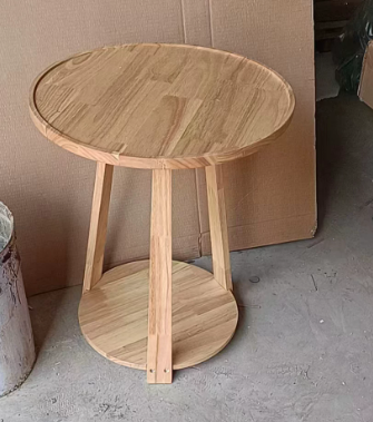 Modern Minimalist Solid Wood Round Coffee Table 2-Tier For Living Room