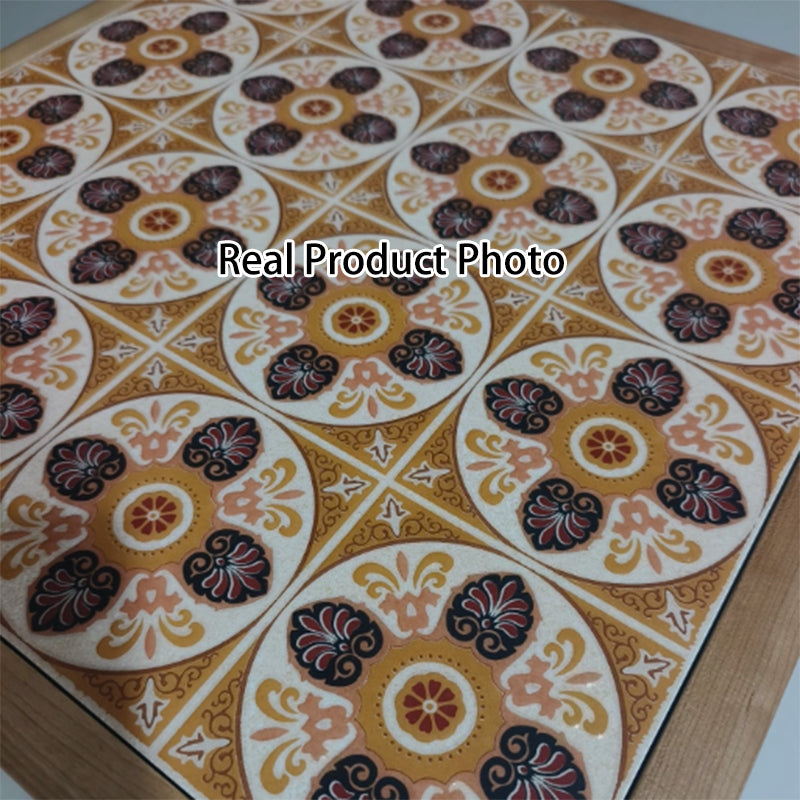 Traditional French Cherry Wood Square Coffee Table With Ceramic Tile Top For Living Room