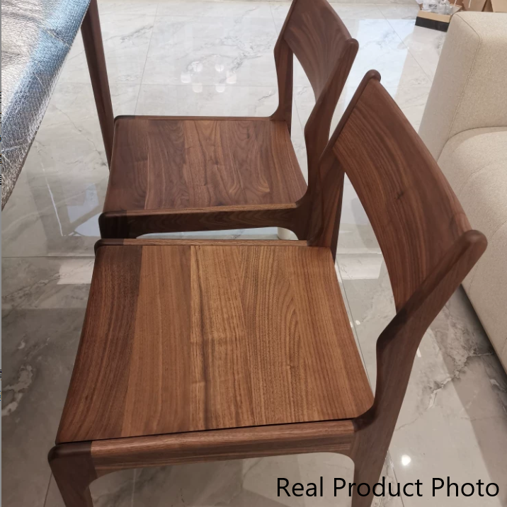 Traditional Chinese Square Black Walnut Cotton-Linen Cowhide Leather Contact Surface Dining Chair Four Legs Backrest For Dining Room