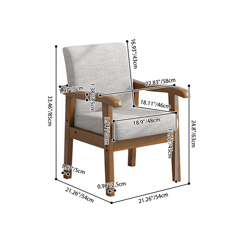 Modern Minimalist Square Rectangular Rubberwood Cotton-linen Desk Chair Backrest Armrest For Home Office
