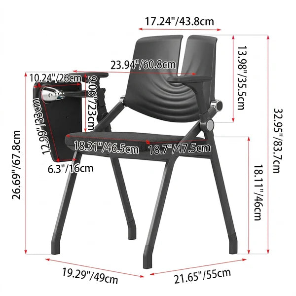 Premium High-Density Sponge Ergonomic Desk Chair - Minimalist Foldable Chair With Adjustable Armrests & Writing Board For Home Office