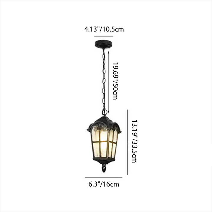 Lanterne suspendue rustique vintage européenne en aluminium moulé sous pression, étanche, à 1 lumière 