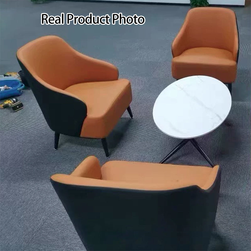 Zeitgenössischer skandinavischer Bogen Massivholz Kohlenstoffstahl Leder Schwamm Akzentstuhl Rückenlehne Armlehne für Zuhause Büro 