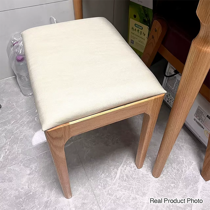 Tabouret de coiffeuse rectangulaire minimaliste moderne en tissu rembourré avec cadre en bois pour chambre 