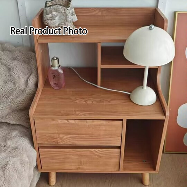 Table de chevet rectangulaire minimaliste moderne en panneau de fibres à densité moyenne, 1/2 tiroir, pour chambre à coucher 