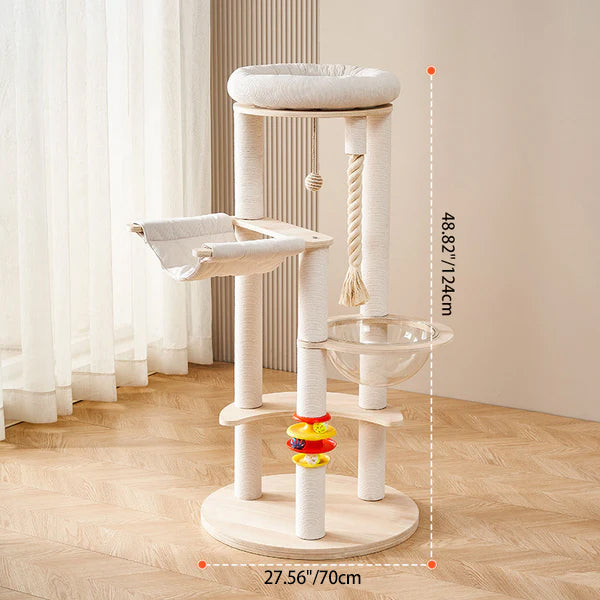Zeitgenössischer Kreativer Baum Acryl Mehrschichtplatte Kord Baumwollseil Multifunktionaler Katzenturm 2/4/5-Ebenen Für Wohnzimmer 