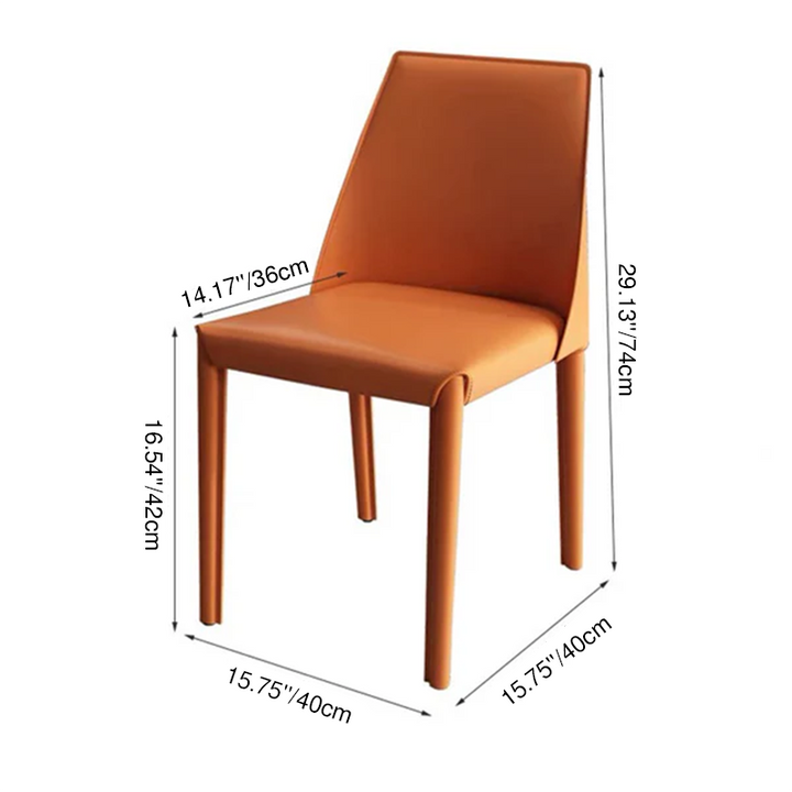Contemporary Nordic Square Upholstered Faux Leather Carbon Steel Dining Chair Backrest For Dining Room