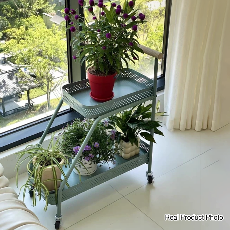 Modern Minimalist Wrought Iron Rectangular Movable Side Table With 2-Tier/3-Tier Design For Living Room &amp; Balcony