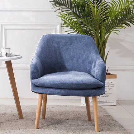 Silla de comedor de madera maciza con respaldo y reposabrazos de terciopelo rectangular nórdico contemporáneo para comedor 