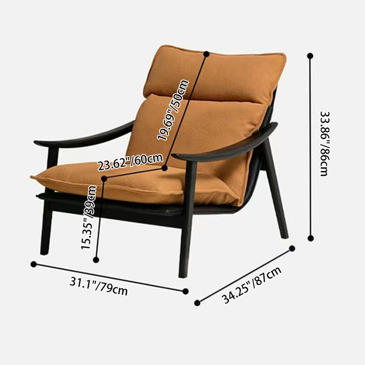 Chaise d'appoint contemporaine rétro rectangulaire incurvée en bois rembourrée de tissu en laine d'agneau avec dossier et accoudoirs pour salon 
