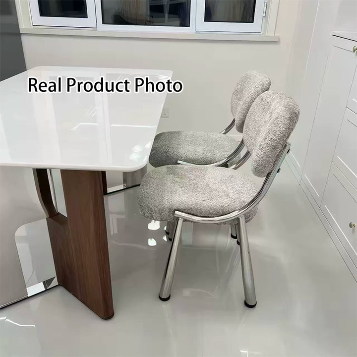 Traditional Vintage Arc Soft Fluffy Carbon Steel Snowflake Velvet Sponge Dining Chair Backrest Armless For Dining Room