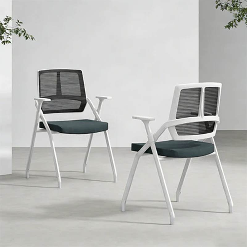 Silla de oficina plegable ergonómica moderna - Silla de escritorio rectangular apilable con asiento abatible y reposabrazos 2D para oficina en casa 