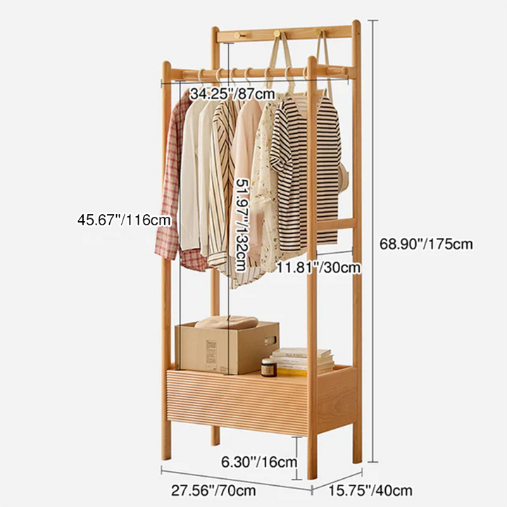 Traditioneller japanischer Kleiderschrank aus Massivholz und Sperrholz in rechteckiger Form mit Schublade für das Schlafzimmer 
