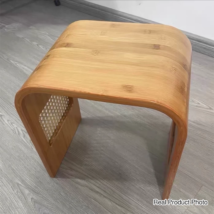 Modern Minimalist Arc Nan Bamboo Resin Rattan Weaving Kids Low Stool Backless Armless For Entryway
