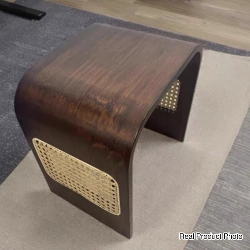 Modern Minimalist Arc Nan Bamboo Resin Rattan Weaving Kids Low Stool Backless Armless For Entryway