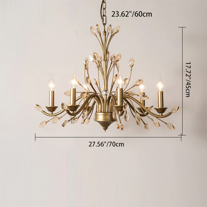 Traditional French Iron & Crystal Branch-Shape 6/9/12-Light Chandelier For Living Room & Bedroom