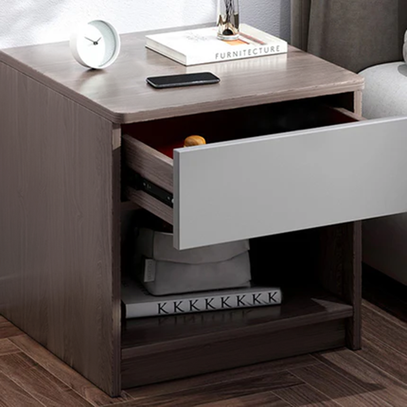 Moderner minimalistischer Nachttisch aus mitteldichter Faserplatte mit einer Schublade für das Schlafzimmer 