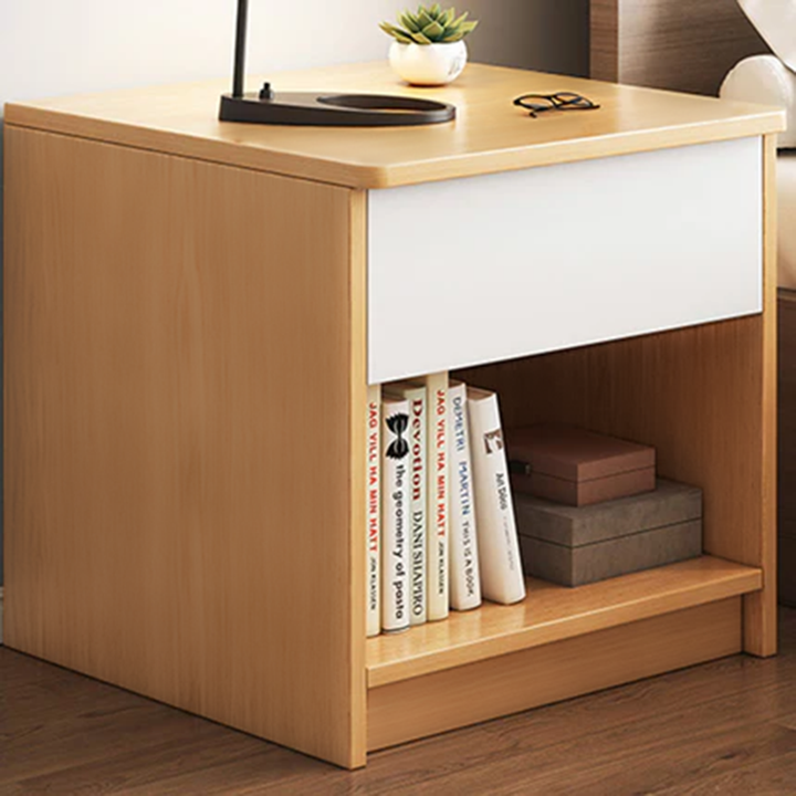 Moderner minimalistischer Nachttisch aus mitteldichter Faserplatte mit einer Schublade für das Schlafzimmer 