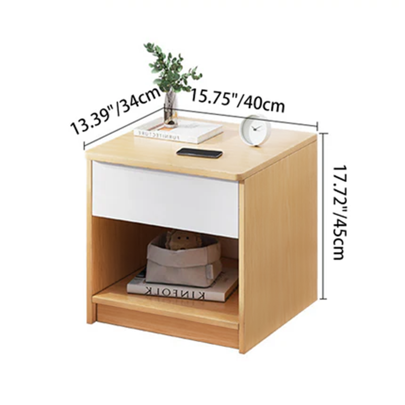 Moderner minimalistischer Nachttisch aus mitteldichter Faserplatte mit einer Schublade für das Schlafzimmer 