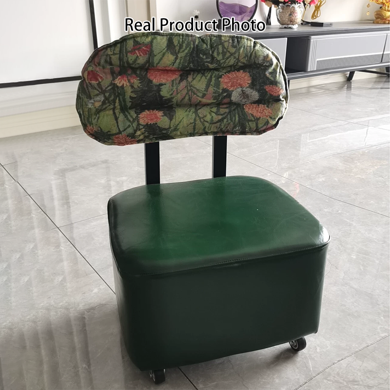 Modern Minimalist Rectangular Faux Oil-Waxed Leather Plywood Fabric Sponge Low Stool Movable Backrest For Living Room