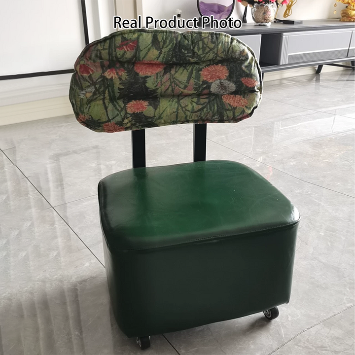 Modern Minimalist Rectangular Faux Oil-Waxed Leather Plywood Fabric Sponge Low Stool Movable Backrest For Living Room
