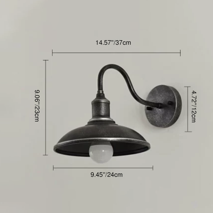 Aplique de pared exterior tipo cúpula de hierro vintage tradicional de 1 luz para sala de estar 