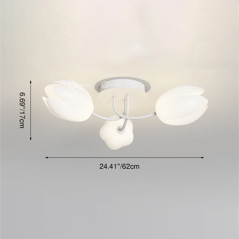 Modern Art Deco Tulip Flower Design 3/7/11/13 Light Semi-Flush Mount Ceiling Light For Living Room