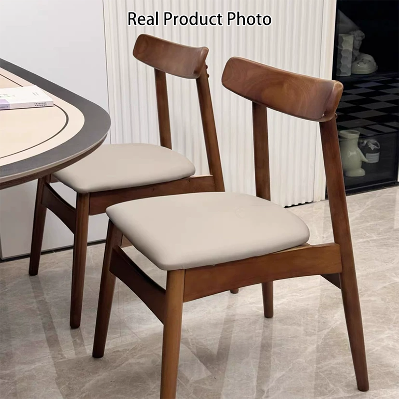 Contemporary Retro Square Double Layer Faux Nappa Leather Upholstered Dining Chair Open Back Armless For Dining Room
