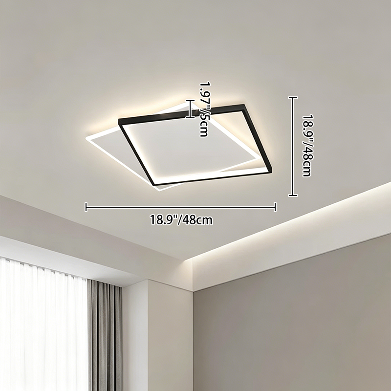 Modern Minimalist Square Round Iron Acrylic LED Flush Mount Ceiling Light For Living Room