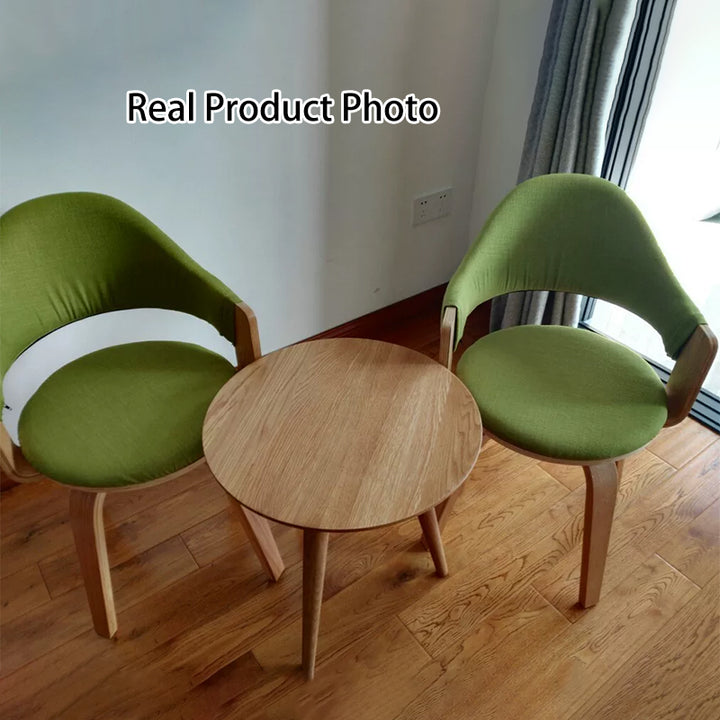 Contemporary Nordic Round PU Leather Upholstered Wood Frame Ergonomic Swivel Chair Backrest Armrest For Home Office
