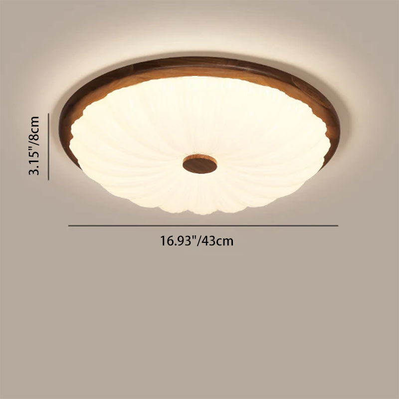 Moderno Minimalista Flor Redonda Nogal Acrílico LED Plafón de Techo para Sala de Estar 