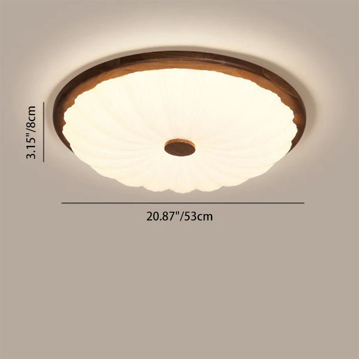 Moderno Minimalista Flor Redonda Nogal Acrílico LED Plafón de Techo para Sala de Estar 